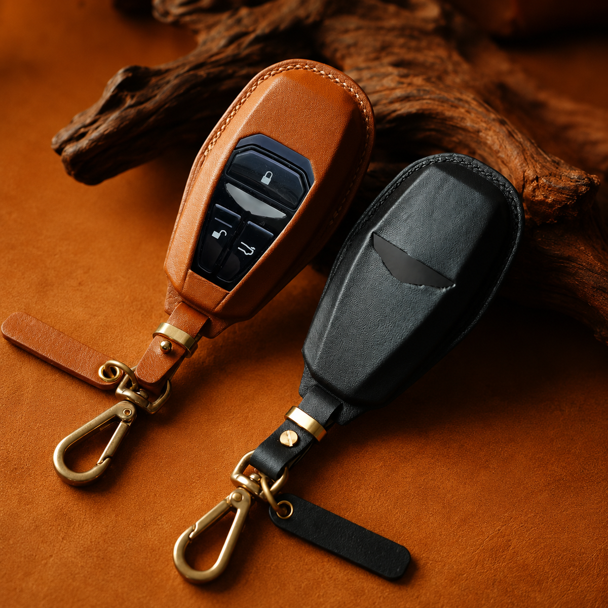 Custom Leather Key Fob Cover Compatible with Aston Martin
