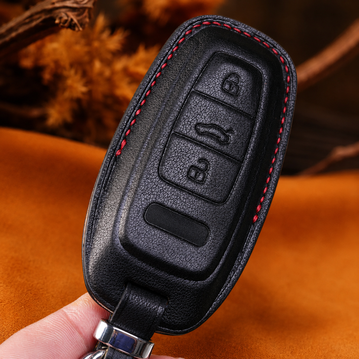 Custom Leather Key Fob Cover Compatible with Audi e-tron, e-tron GT, Q4, Q6, Q8