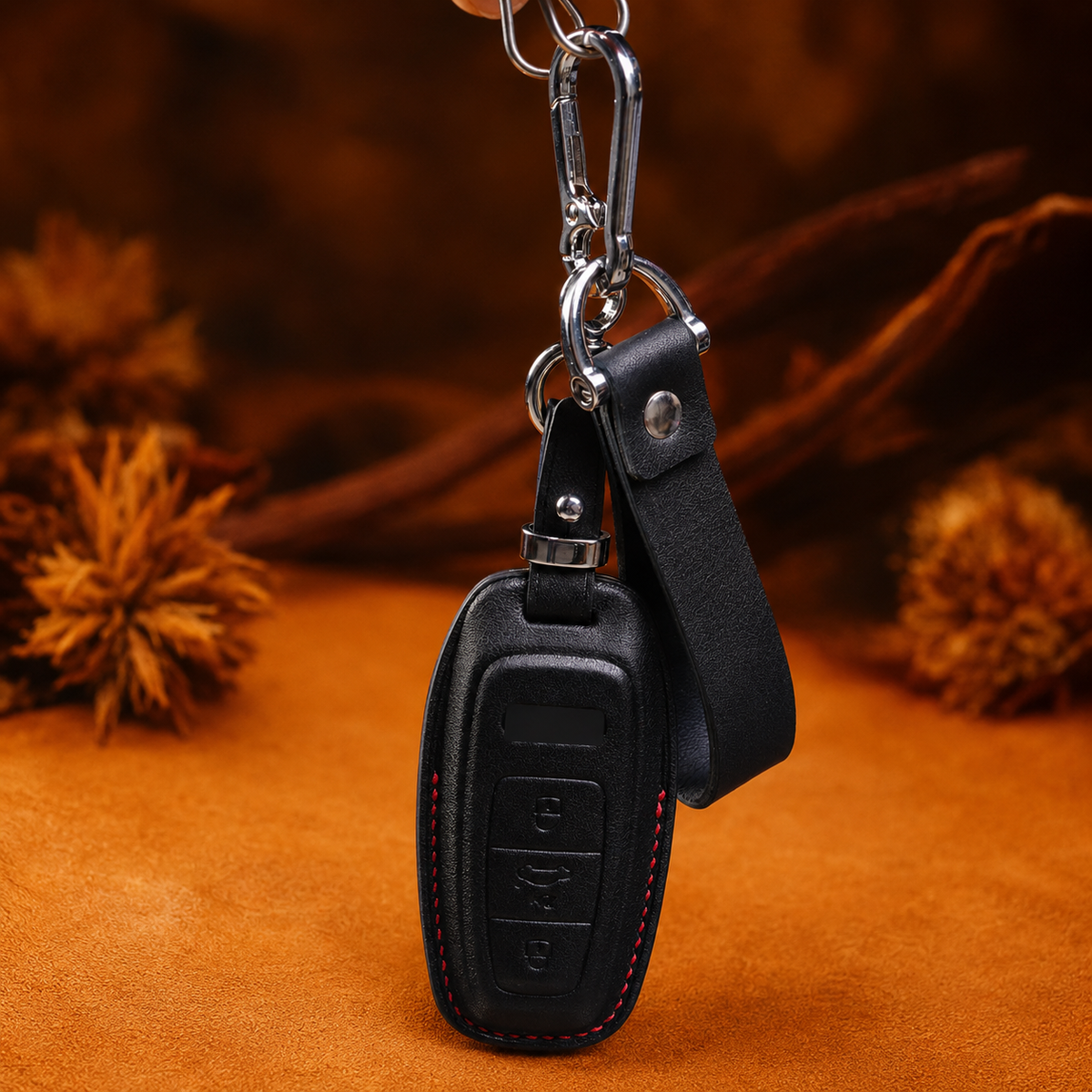 Custom Leather Key Fob Cover Compatible with Audi e-tron, e-tron GT, Q4, Q6, Q8