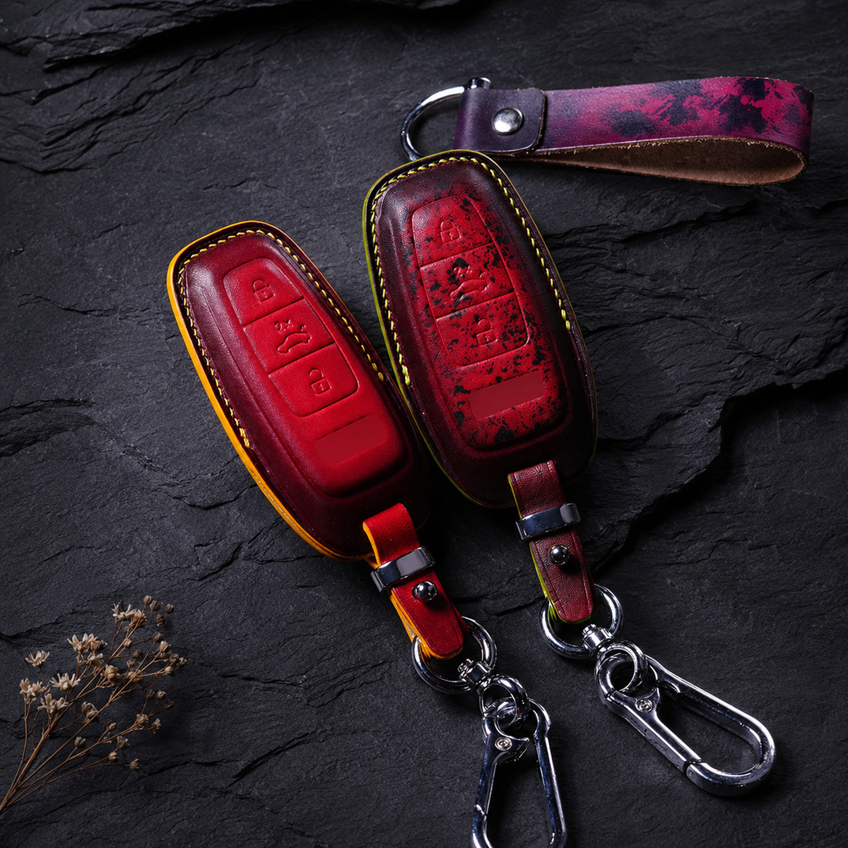 Custom Leather Key Fob Cover Compatible with Audi Q2, Q3, Q5, Q7, Q8