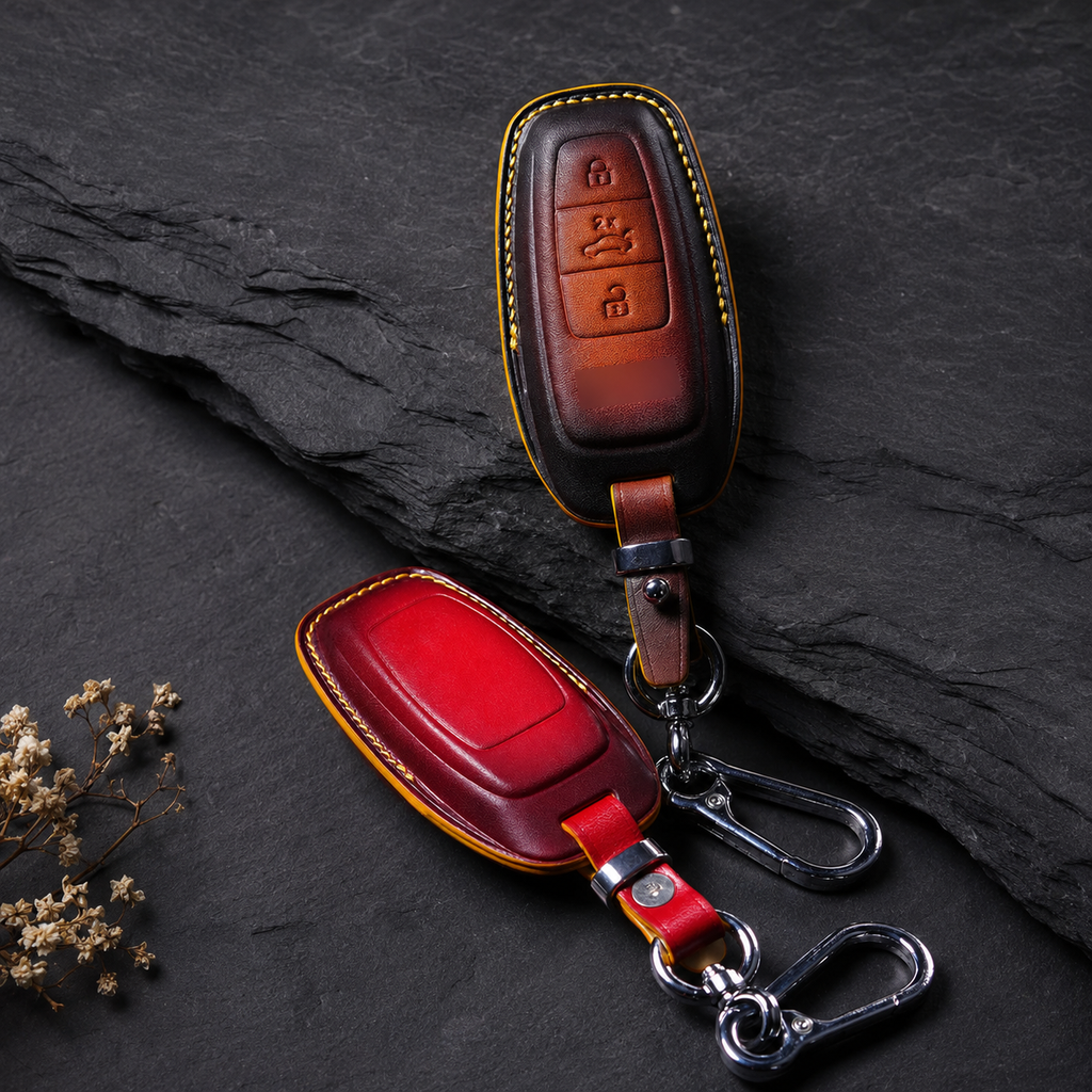 Custom Leather Key Fob Cover Compatible with Audi Q2, Q3, Q5, Q7, Q8