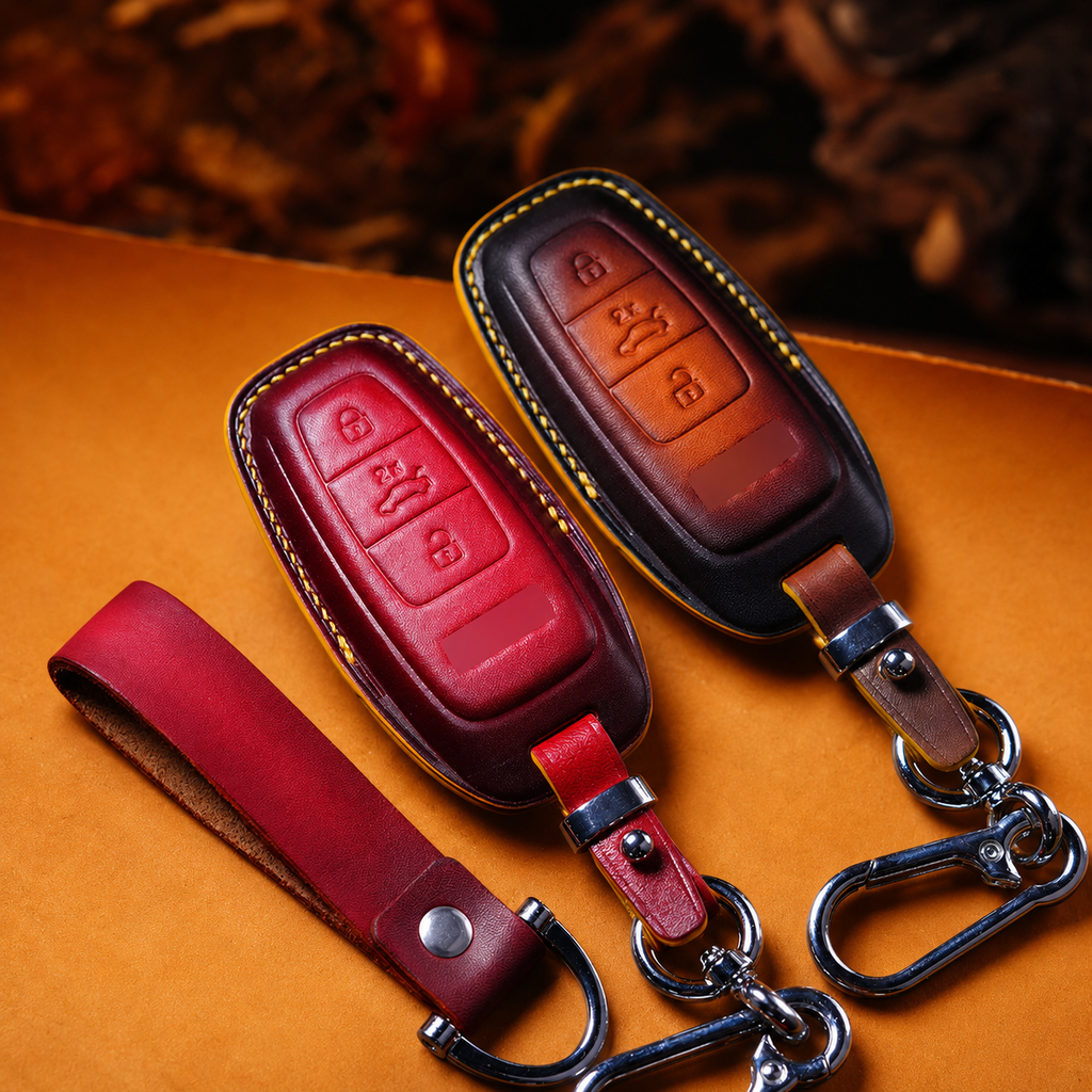Custom Leather Key Fob Cover Compatible with Audi Q2, Q3, Q5, Q7, Q8