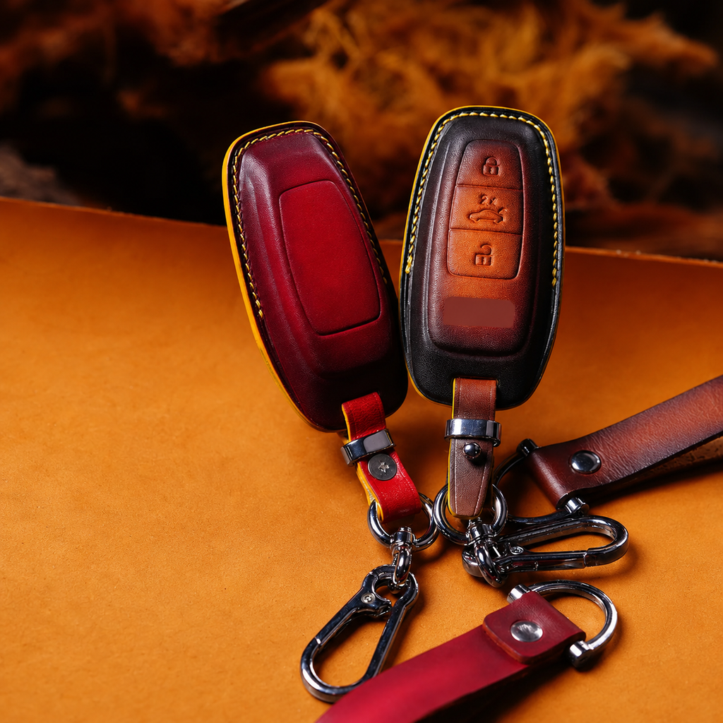 Custom Leather Key Fob Cover Compatible with Audi Q2, Q3, Q5, Q7, Q8