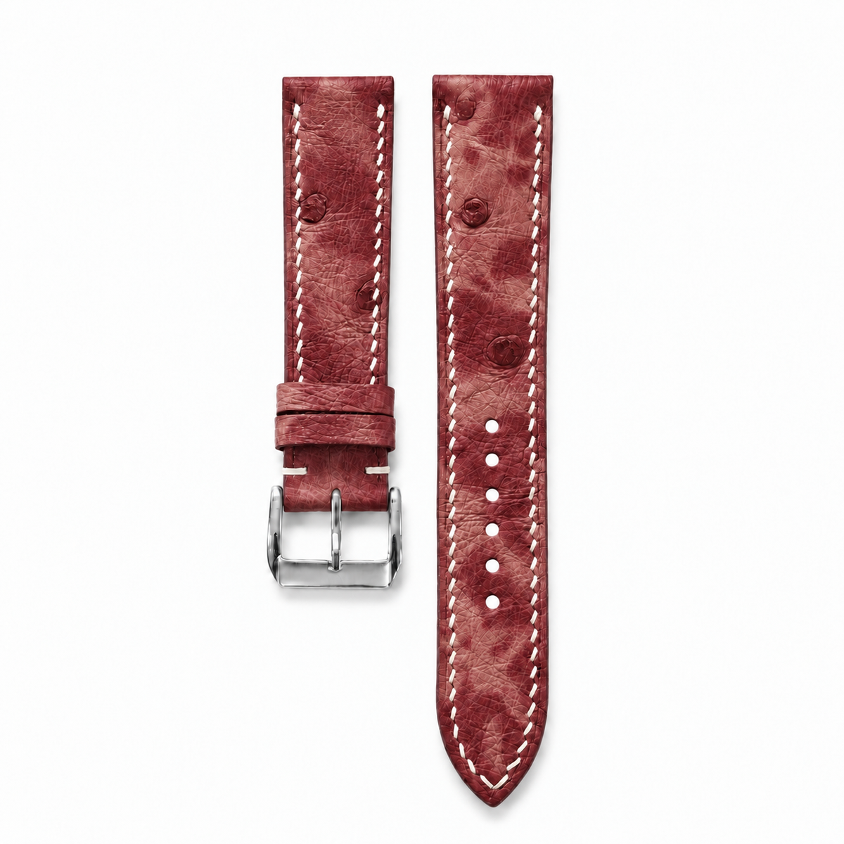 Burgundy Marble Ostrich Leather Watch Strap