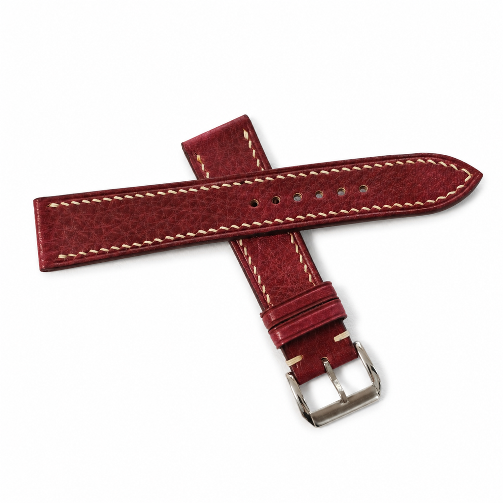 Burgundy Red Italian Leather Watch Strap