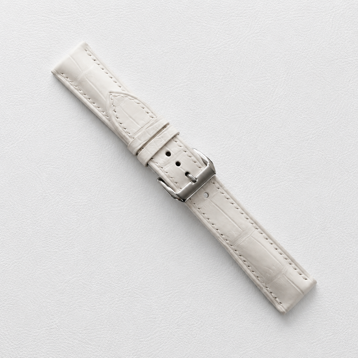 Ivory White Alligator Leather Watch Strap