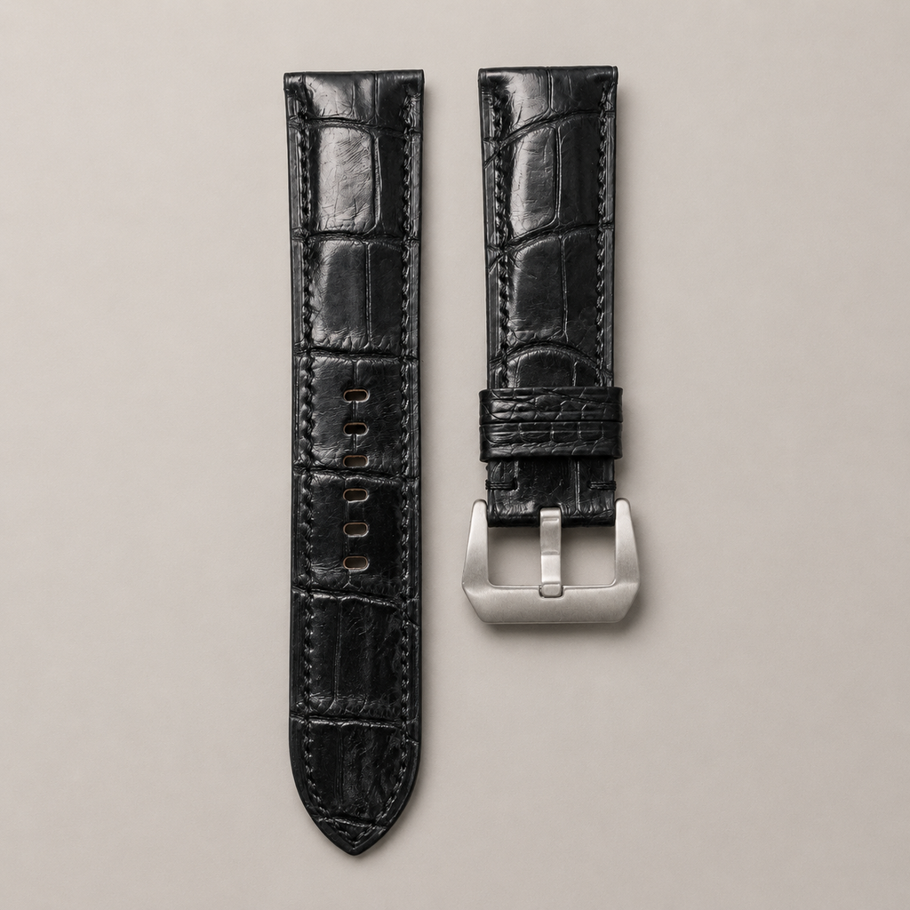 Black Alligator Leather Watch Strap