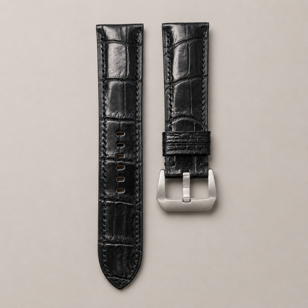 Black Alligator Leather Watch Strap