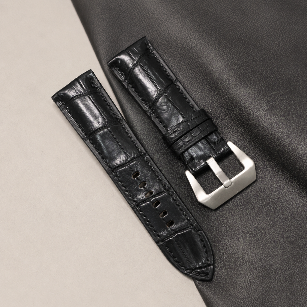 Black Alligator Leather Watch Strap