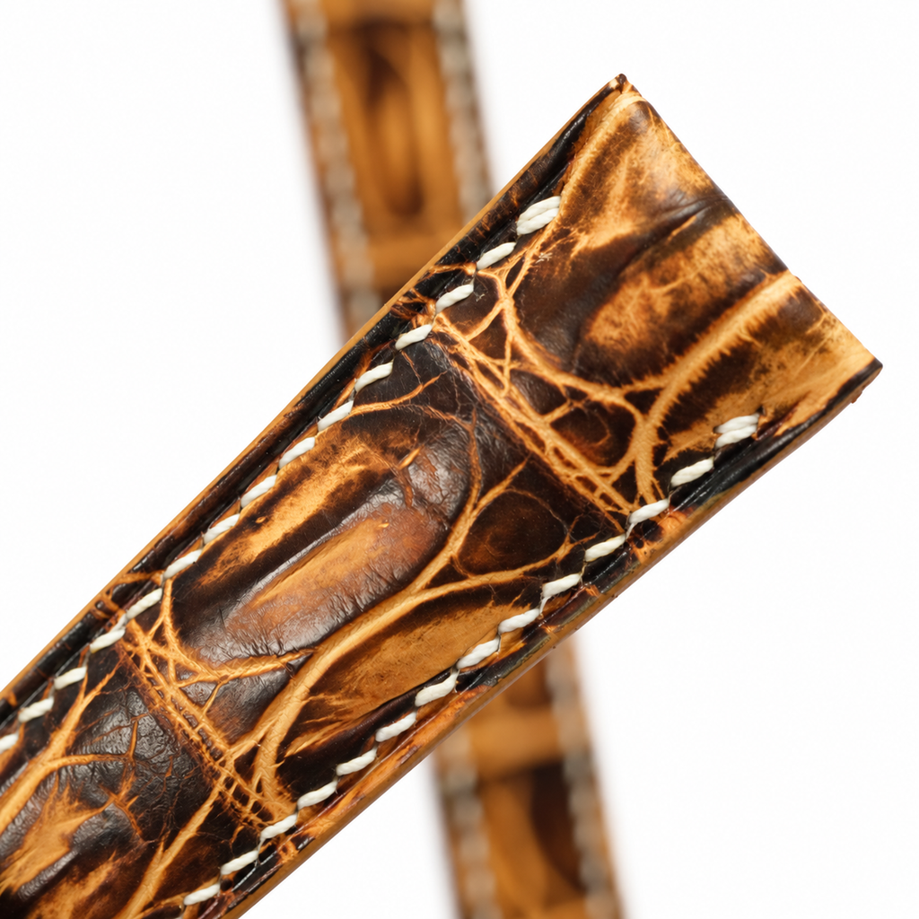 Black Amber Patina Alligator Leather Watch Strap