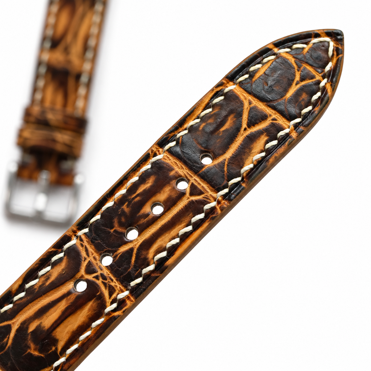 Black Amber Patina Alligator Leather Watch Strap