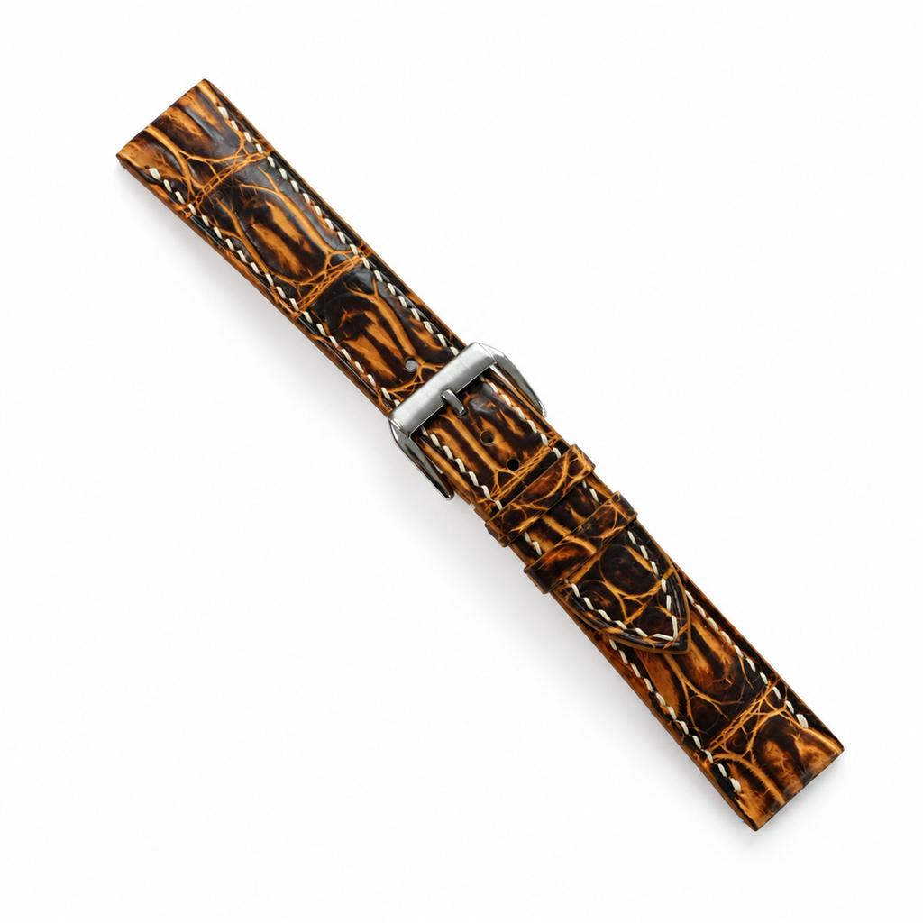Black Amber Patina Alligator Leather Watch Strap