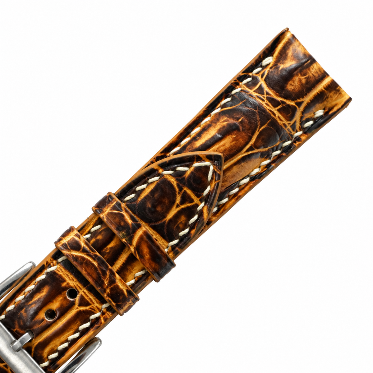 Black Amber Patina Alligator Leather Watch Strap