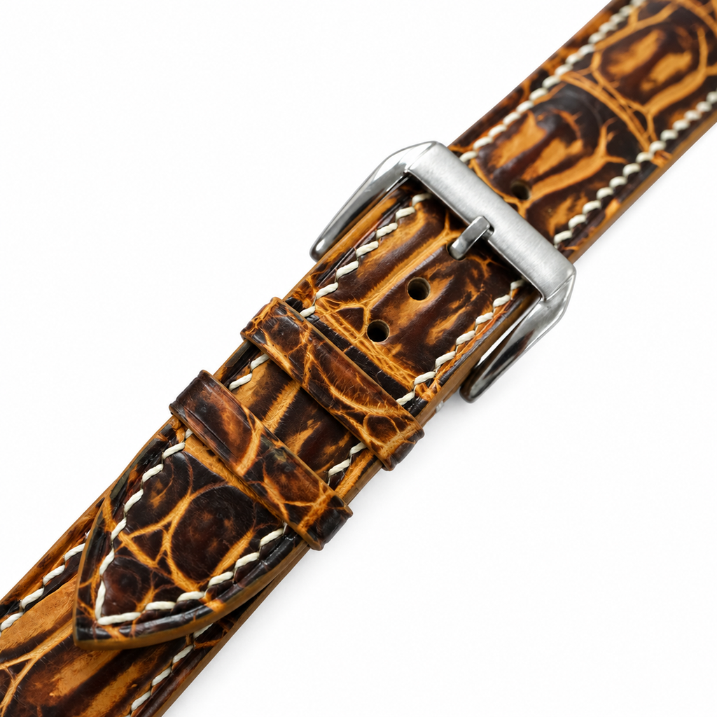 Black Amber Patina Alligator Leather Watch Strap