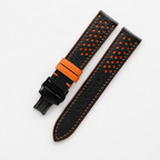 Black and Orange Racing Epsom Leather Watch Strap