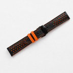 Black and Orange Racing Epsom Leather Watch Strap