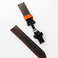Black and Orange Racing Epsom Leather Watch Strap