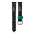Black and Beige Racing Small Holes Ostrich Leather Watch Strap
