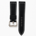 Black Buttero Box Stitch Leather Watch Strap