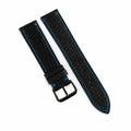 Black Epsom Leather Watch Strap - Blue Stitch