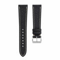 Black Epsom Leather Watch Strap - Cream Stitch