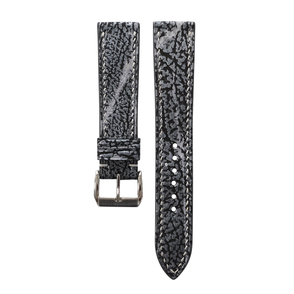 Black Gray Shark Leather Watch Strap