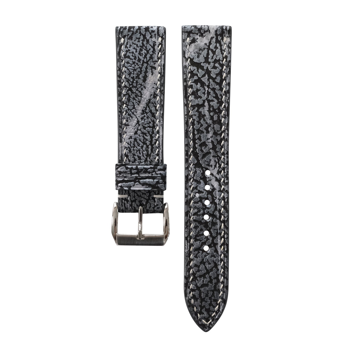 Black Gray Shark Leather Watch Strap