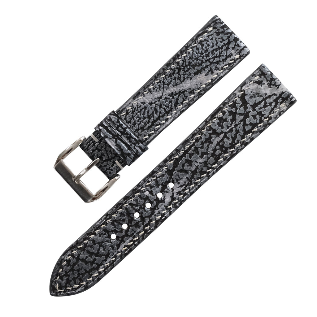 Black Gray Shark Leather Watch Strap