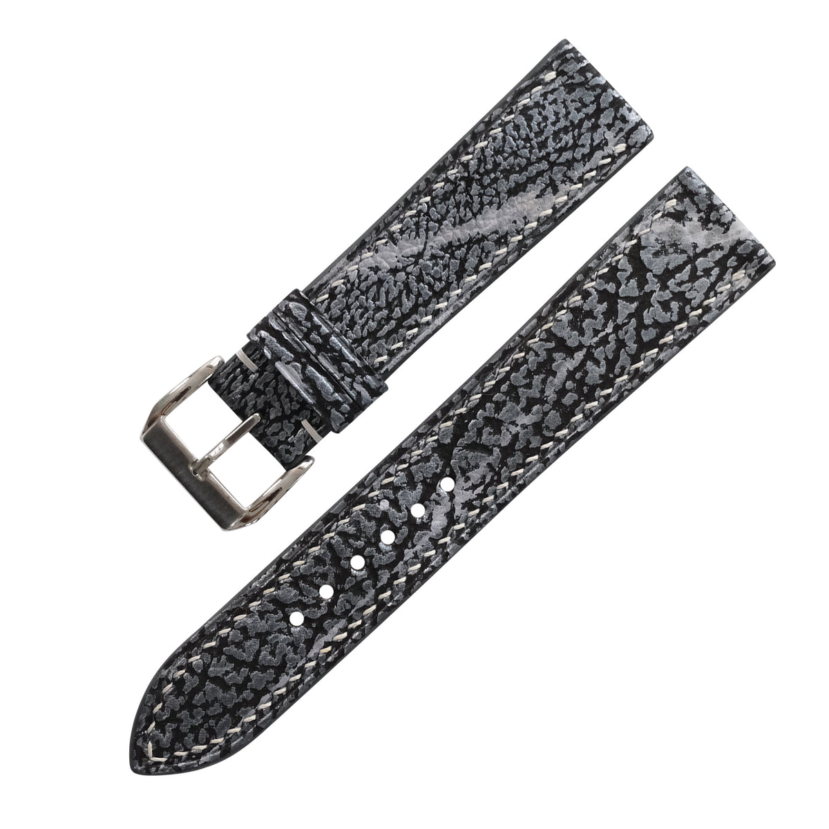 Black Gray Shark Leather Watch Strap