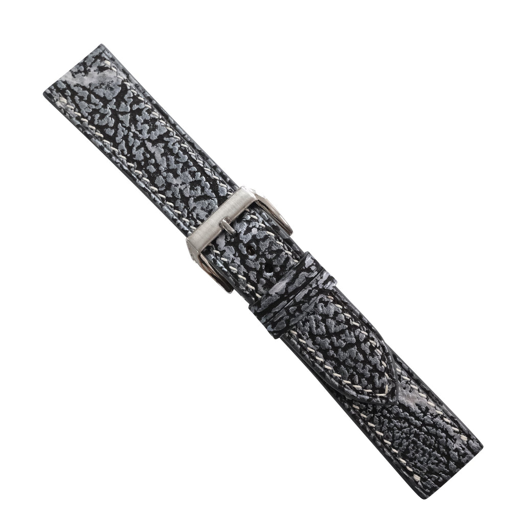 Black Gray Shark Leather Watch Strap