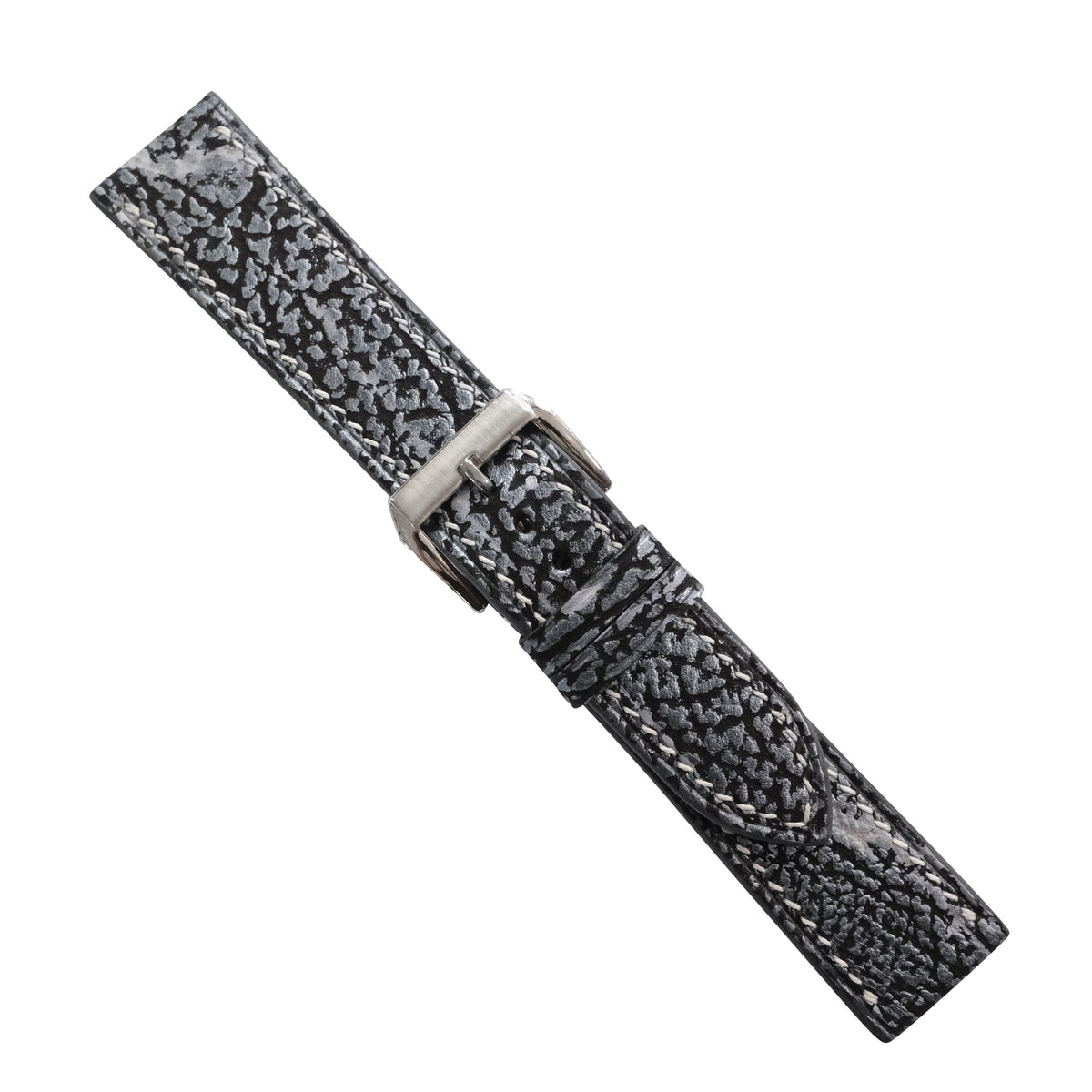 Black Gray Shark Leather Watch Strap