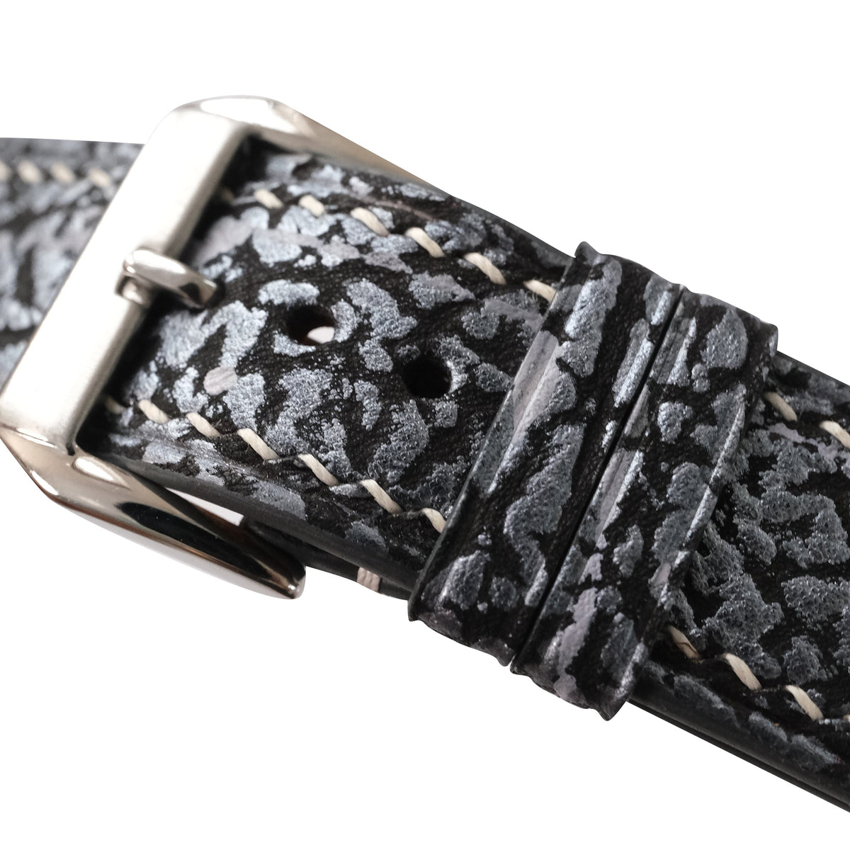 Black Gray Shark Leather Watch Strap