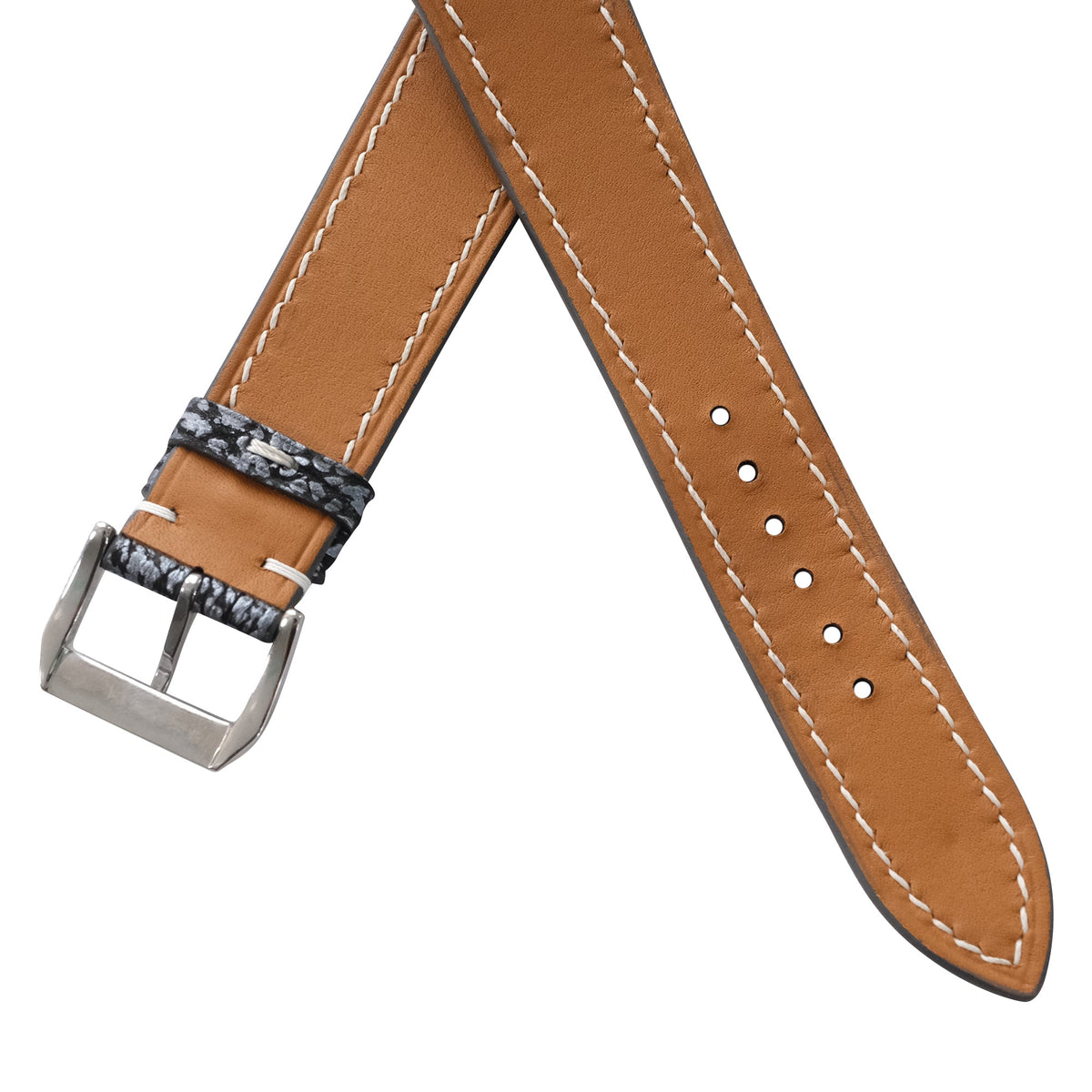 Black Gray Shark Leather Watch Strap
