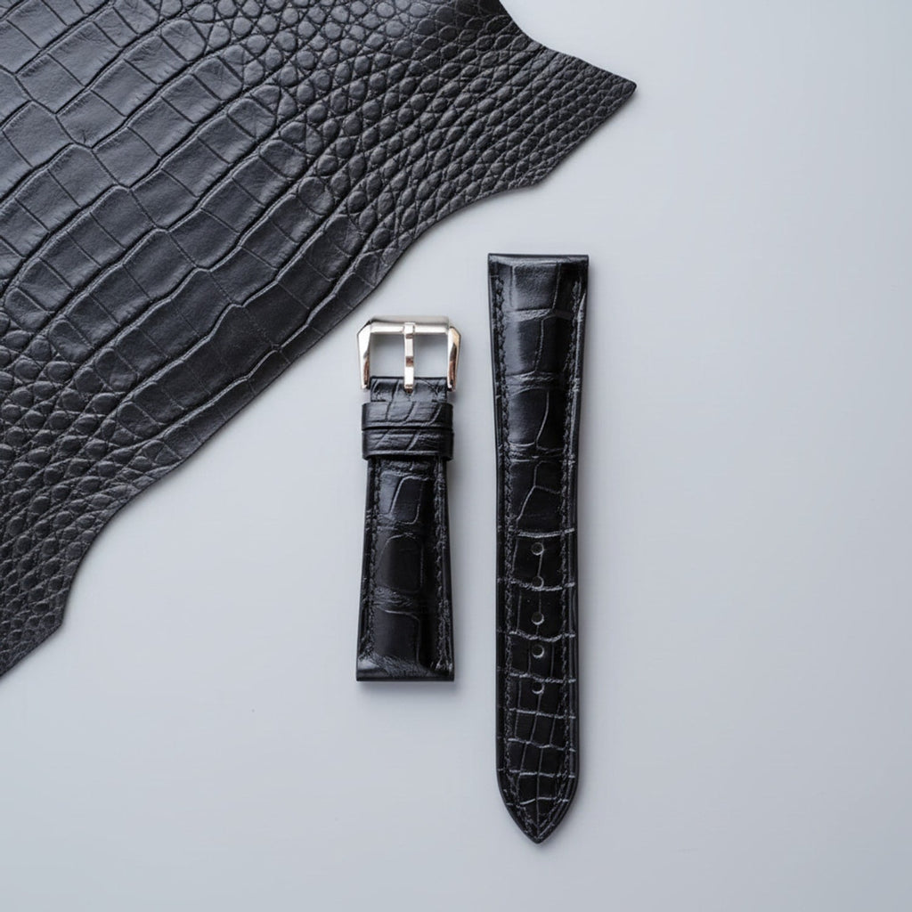 Black Hornback Alligator Leather Watch Strap