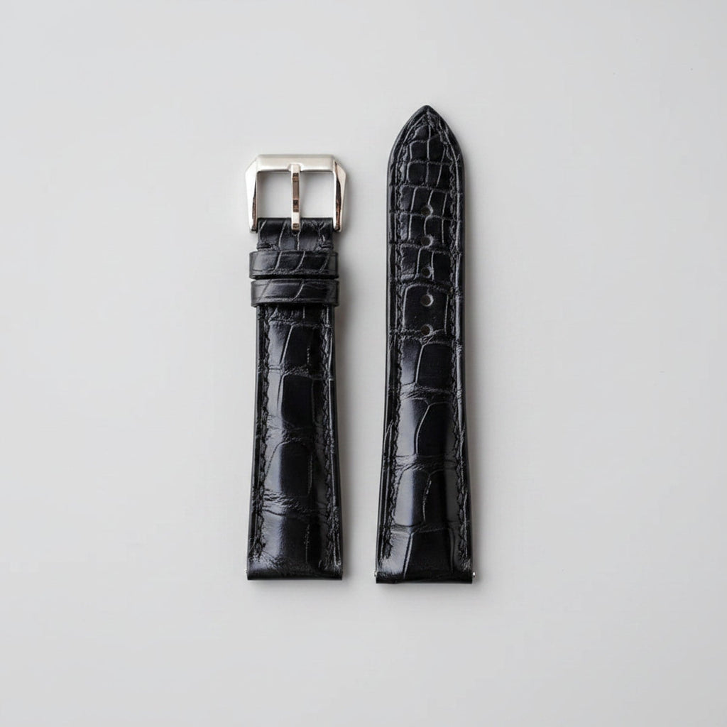 Black Hornback Alligator Leather Watch Strap