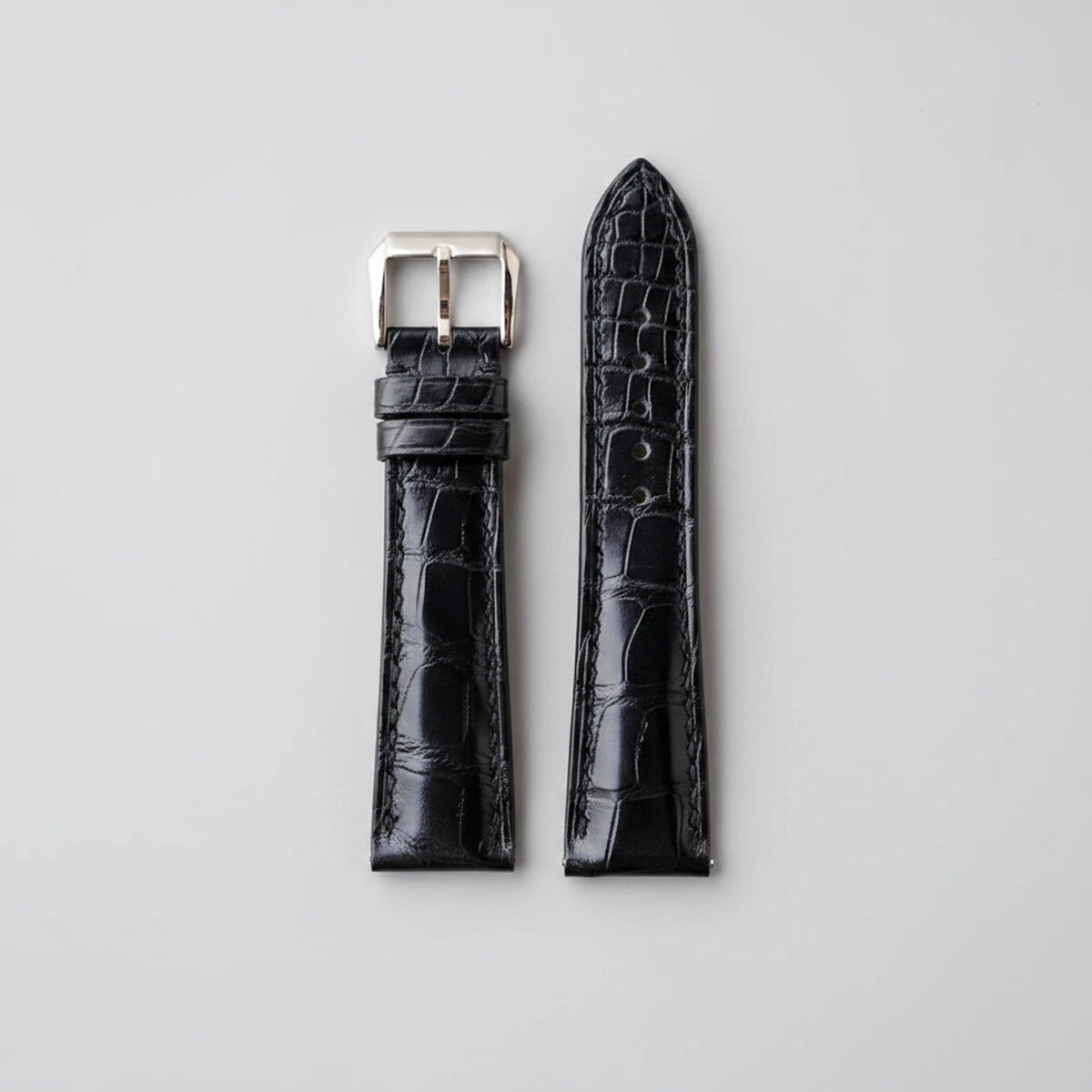 Black Hornback Alligator Leather Watch Strap