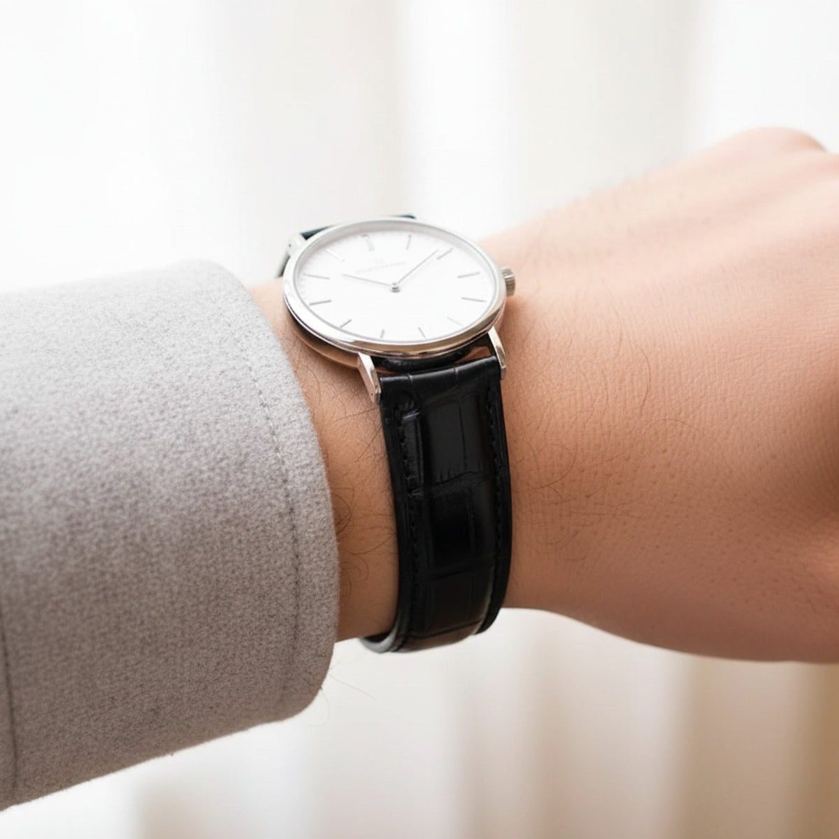 Black Hornback Alligator Leather Watch Strap