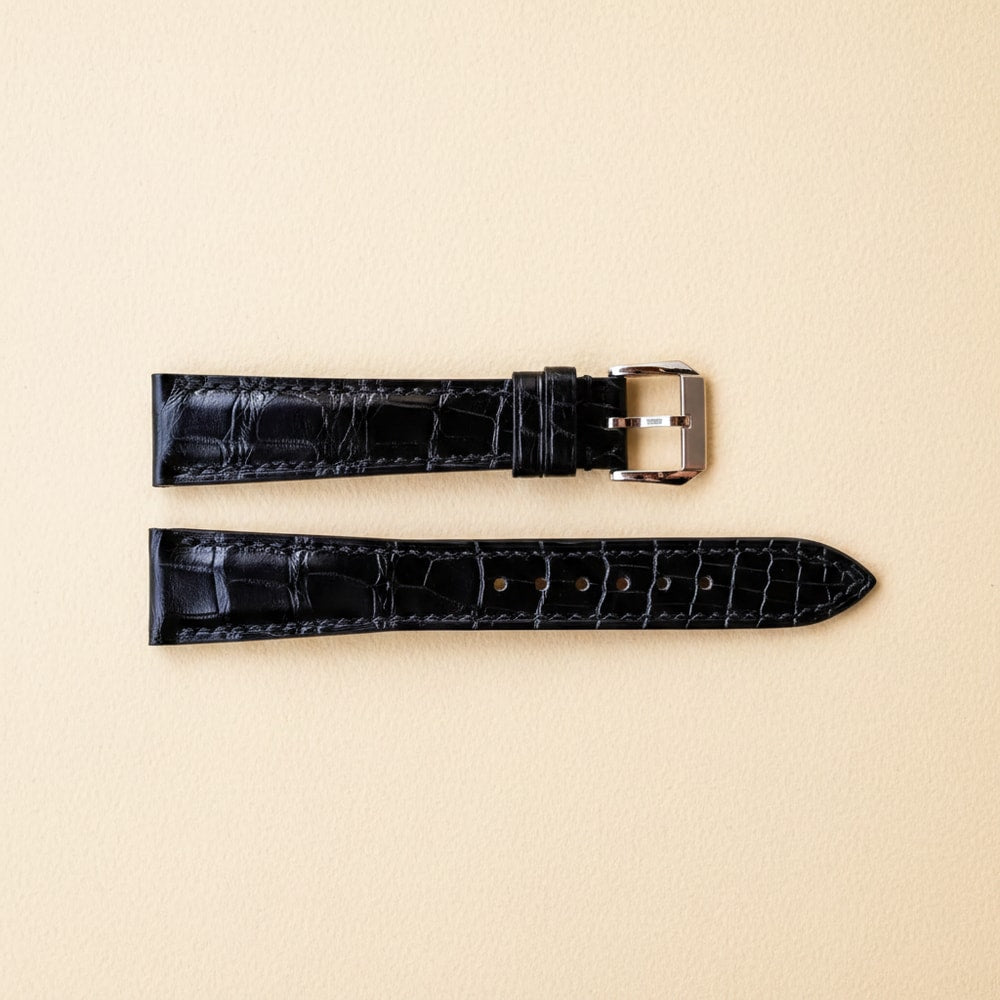 Black Hornback Alligator Leather Watch Strap