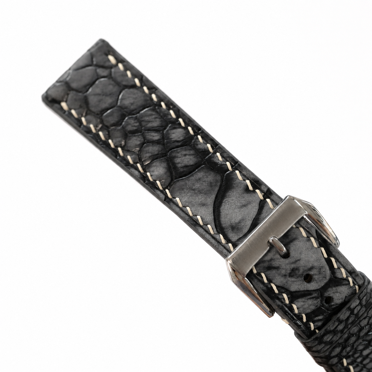 Black Nubuck Ostrich Leg Leather Watch Strap
