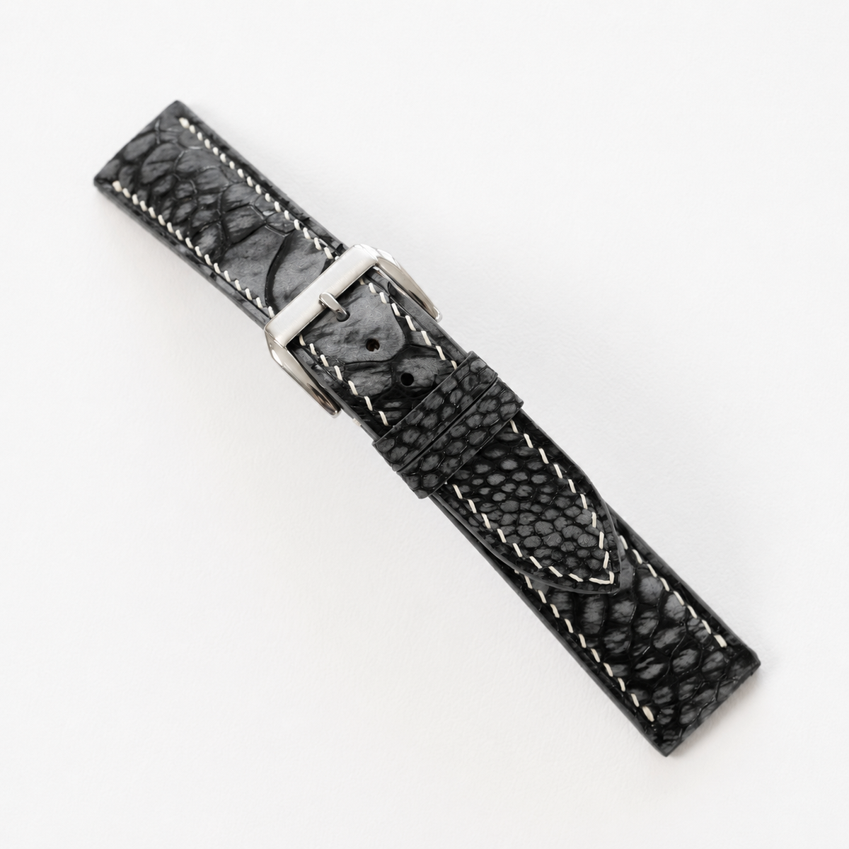 Black Nubuck Ostrich Leg Leather Watch Strap