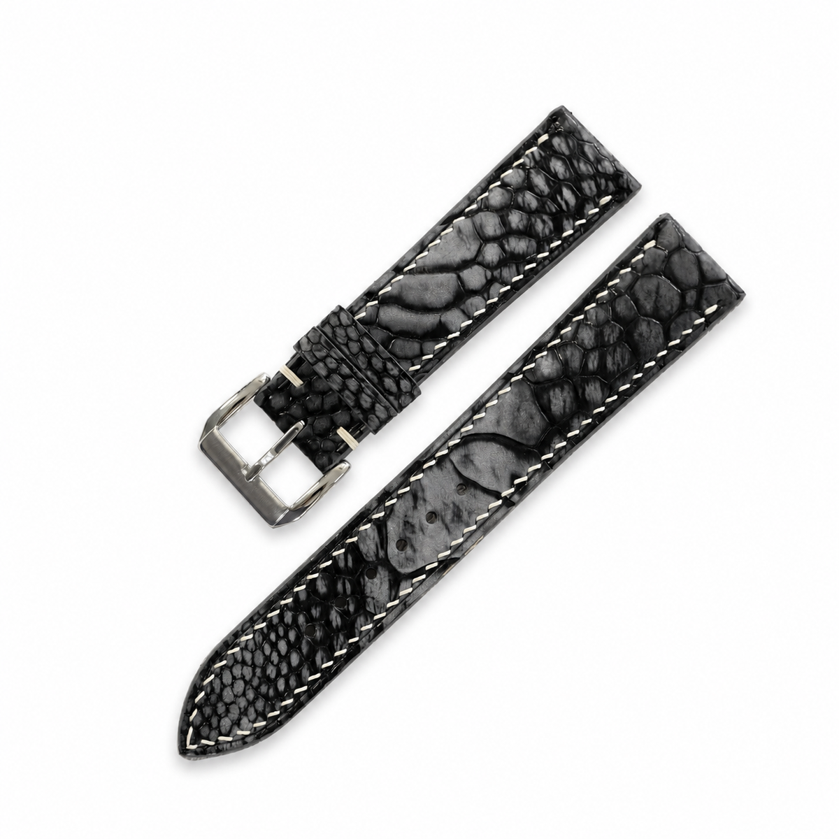 Black Nubuck Ostrich Leg Leather Watch Strap