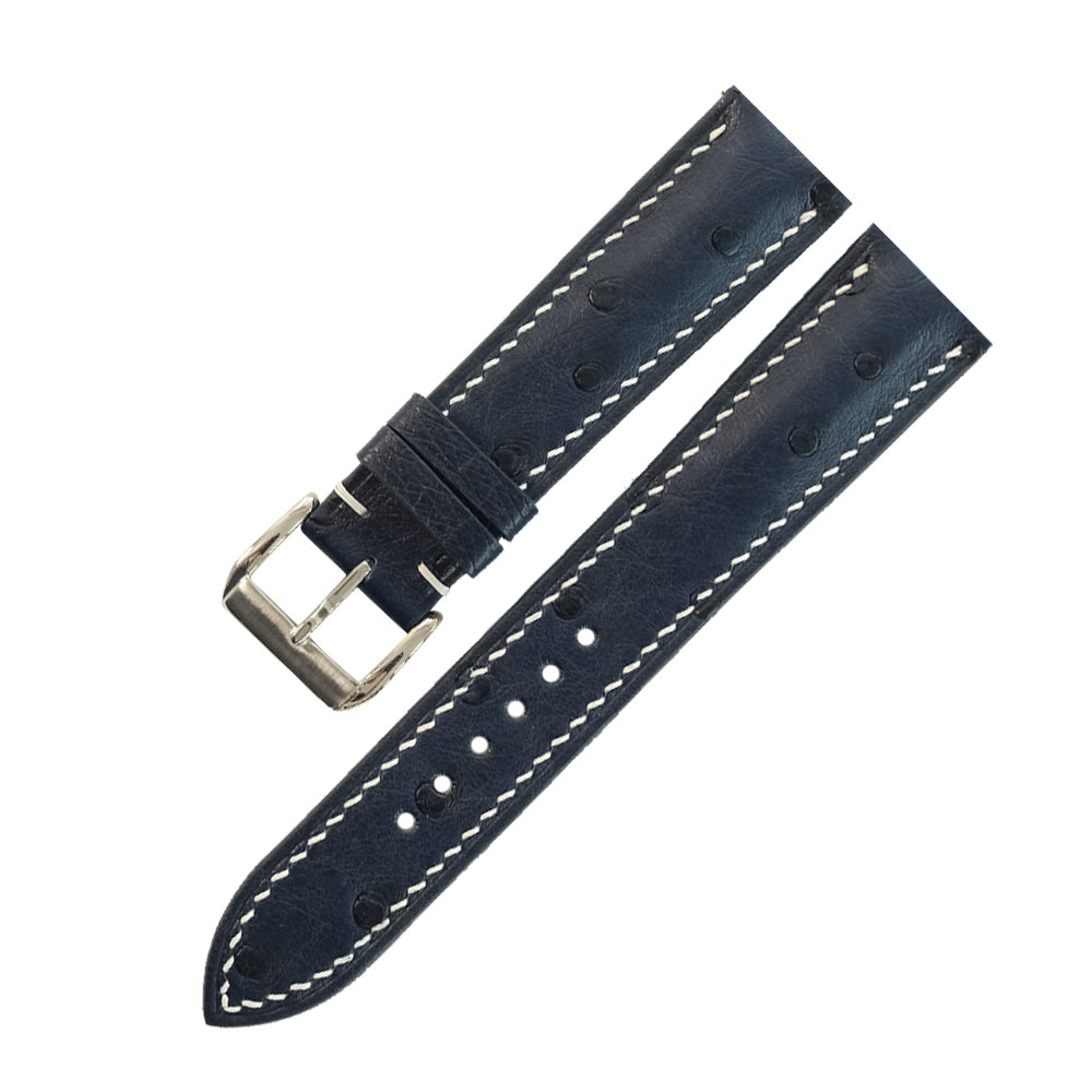 Padded Black Ostrich Leather Watch Strap