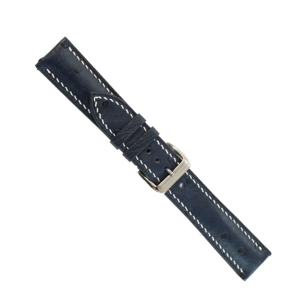 Padded Black Ostrich Leather Watch Strap