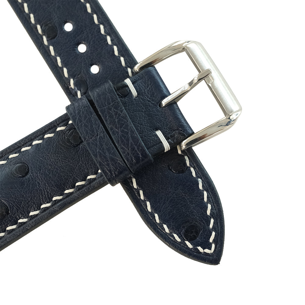 Padded Black Ostrich Leather Watch Strap