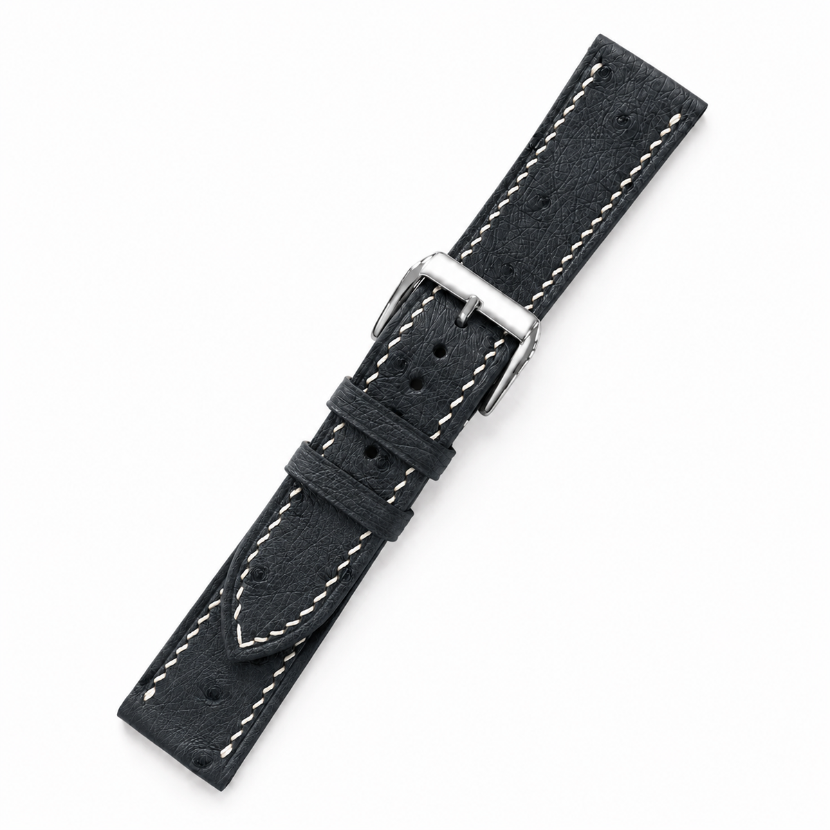 Black Ostrich Leather Watch Strap