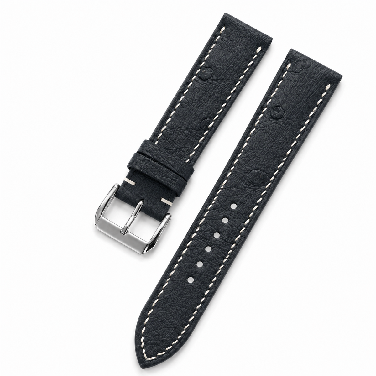 Black Ostrich Leather Watch Strap