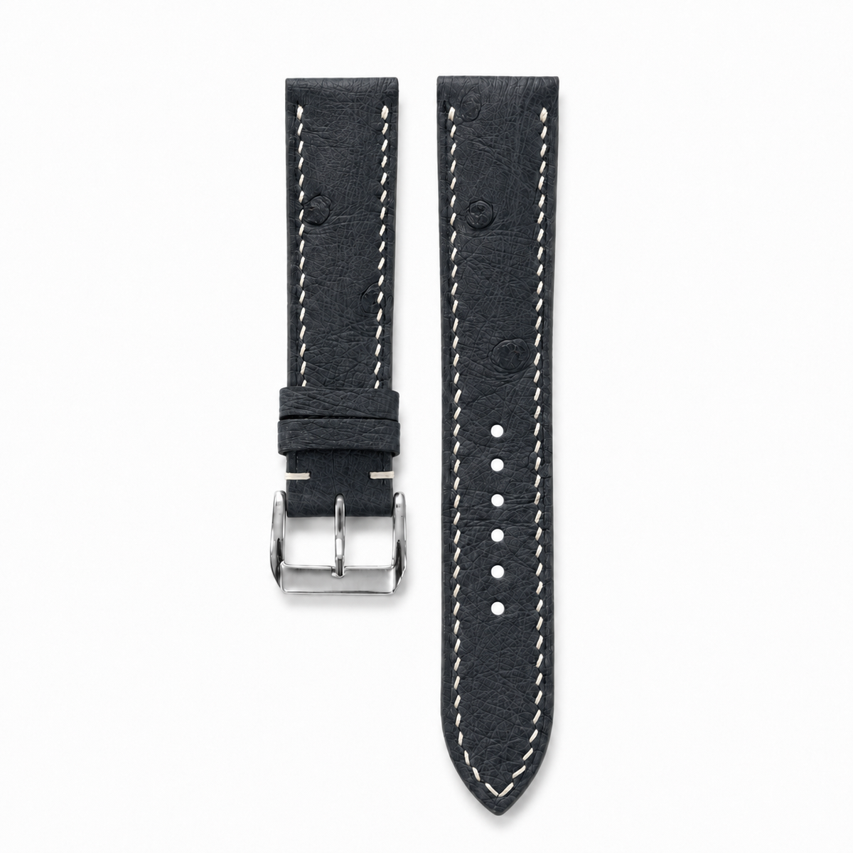 Black Ostrich Leather Watch Strap