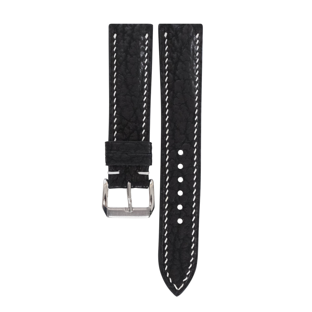 Padded Black Shark Leather Watch Strap