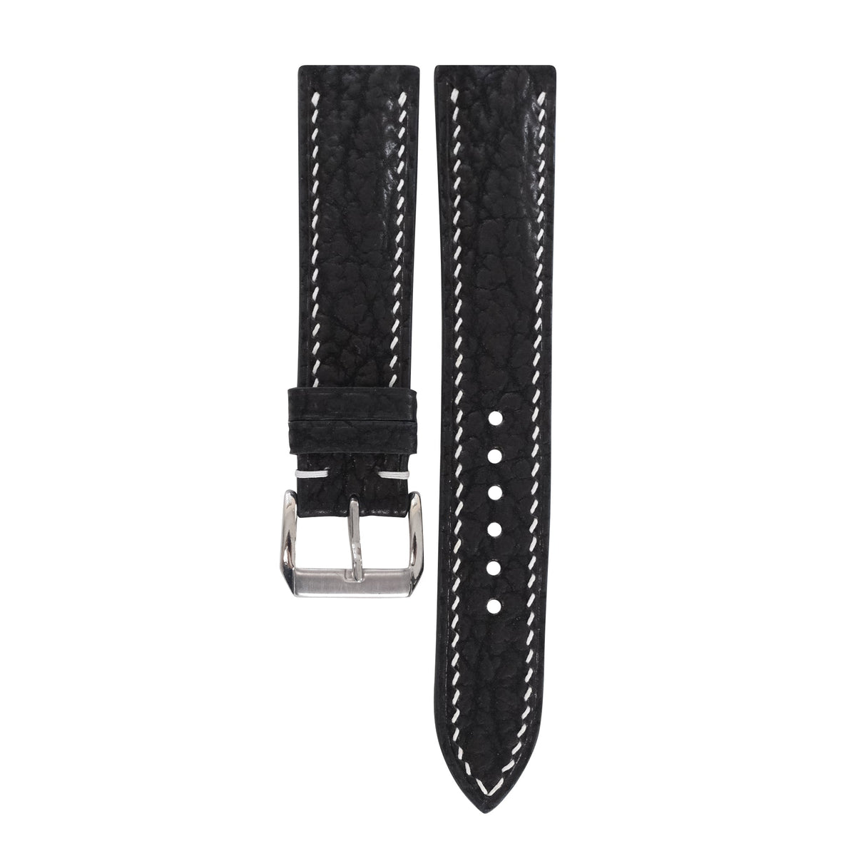 Padded Black Shark Leather Watch Strap