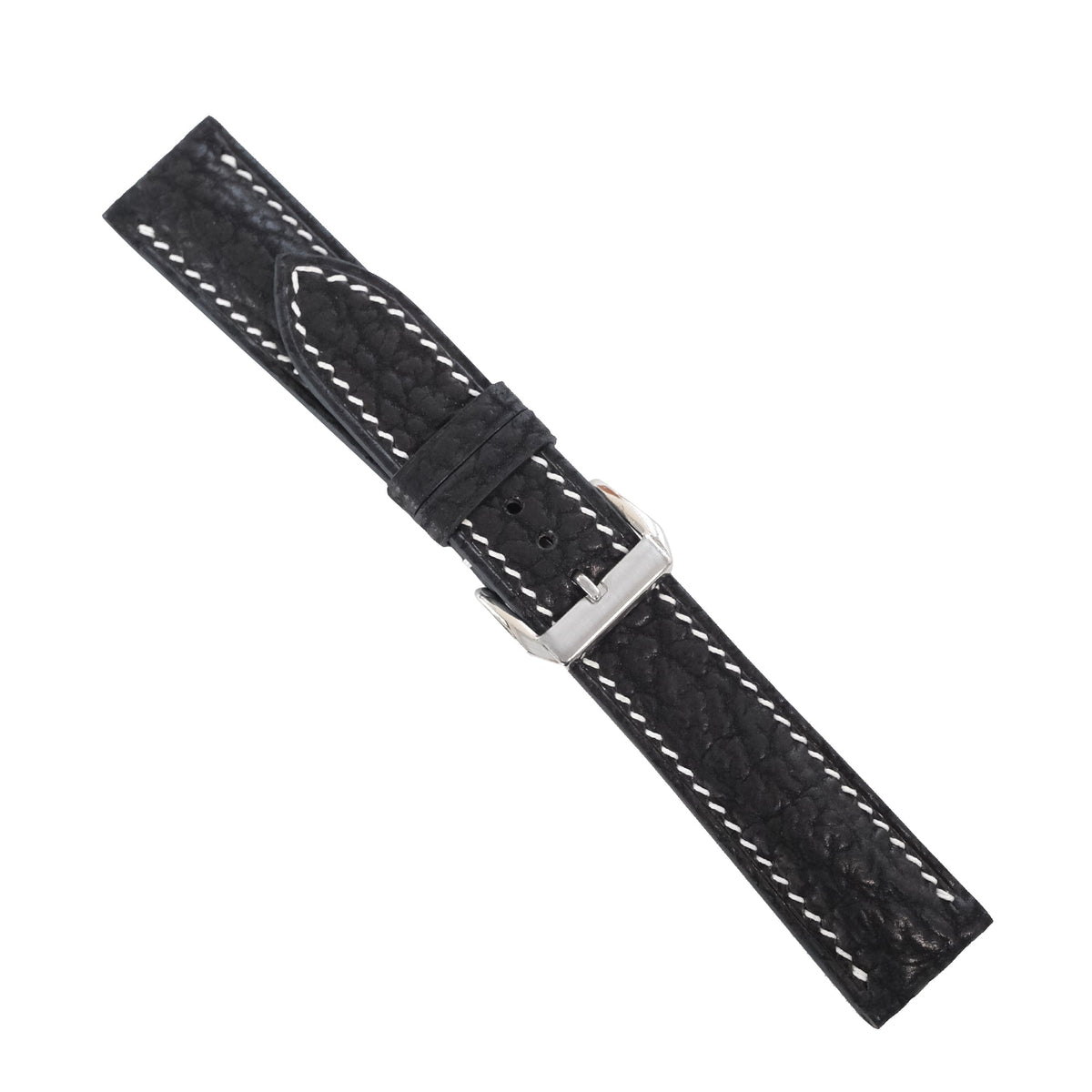 Padded Black Shark Leather Watch Strap